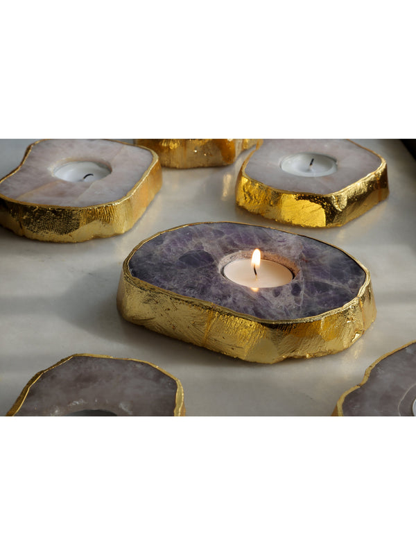 Semi Precious Tea Light Holder - Amethyst