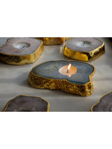 Semi Precious Tea Light Holder - Blue