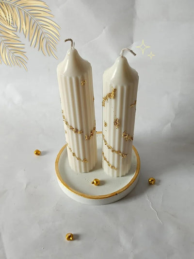 Set of 2 White Gold Hope Pillar candle