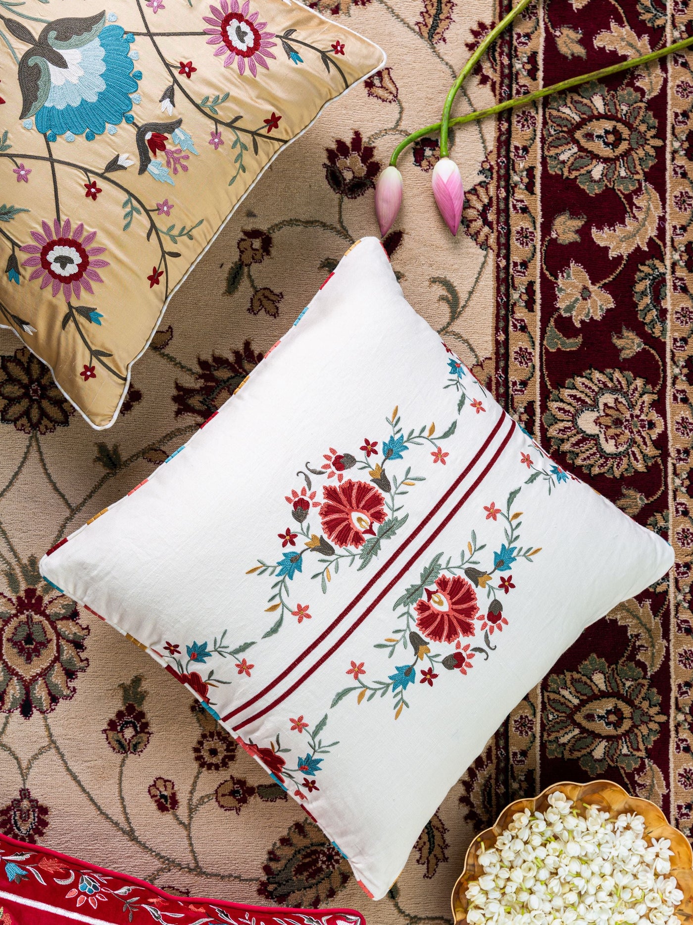 Sheen Ivory Embroidered Cushion