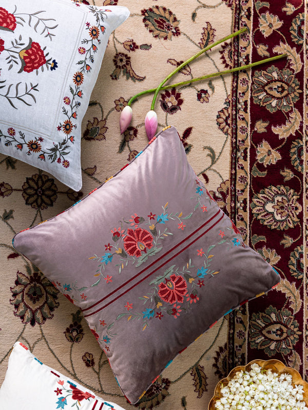 Cushion Cover - Sheen Latte Embroidered