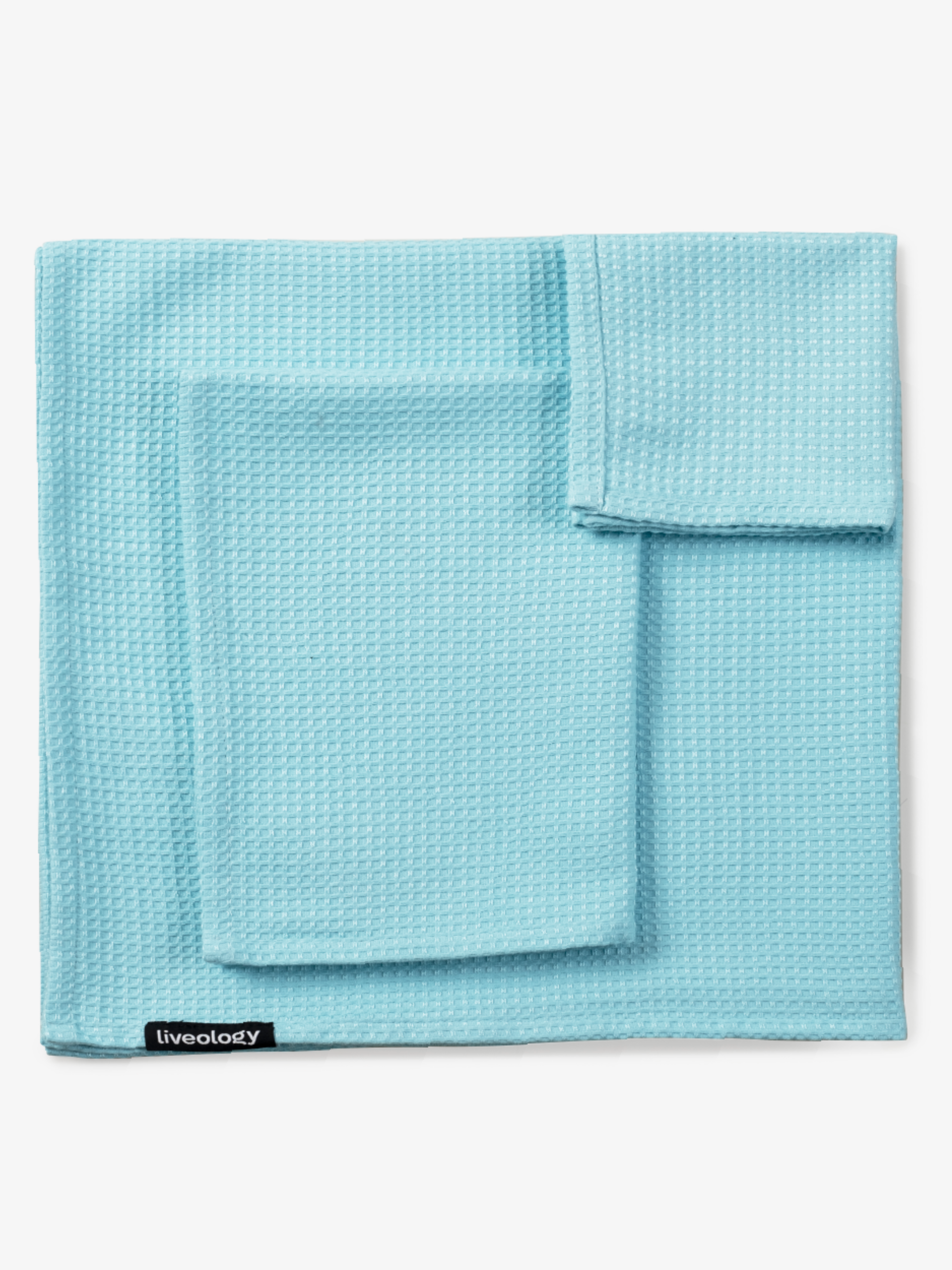 Sorrento Waffle Aqua Beach Towel Set Of 3