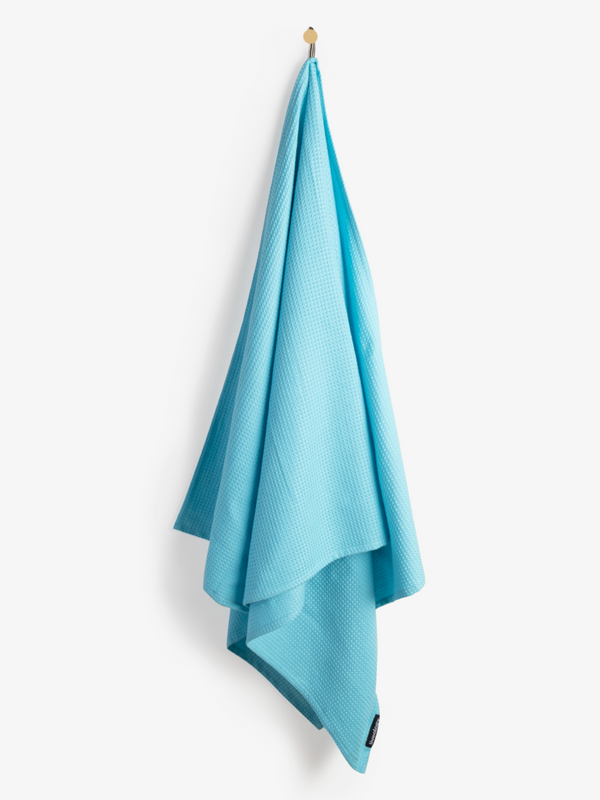 Sorrento Waffle Aqua Woven Beach Towel