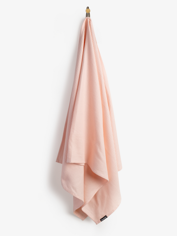 Sorrento Waffle Blush Woven Beach Towel