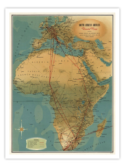 Wall Prints - South African Airways Map