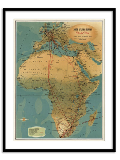 Wall Prints - South African Airways Map