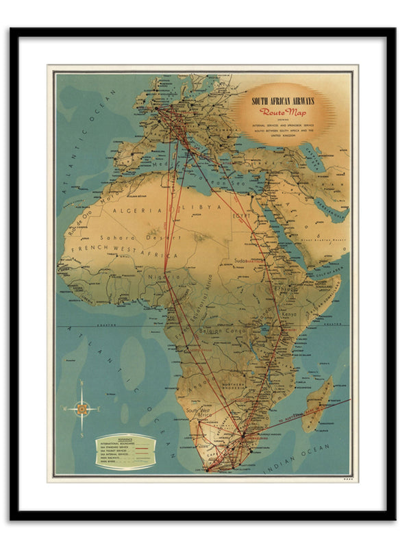 Wall Prints - South African Airways Map