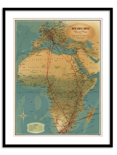 South African Airways Map Wall Prints