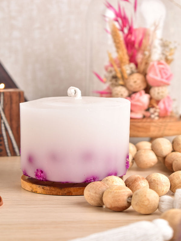 Small Dry Flower Pillar Candle