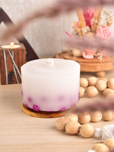 Small Dry Flower Pillar Candle