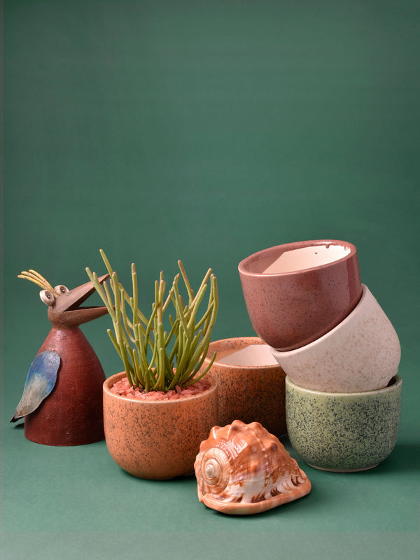 Speckled Round Ceramic Planter