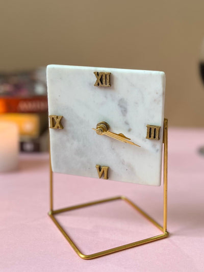 Square Marble Desktop Clock With Stand