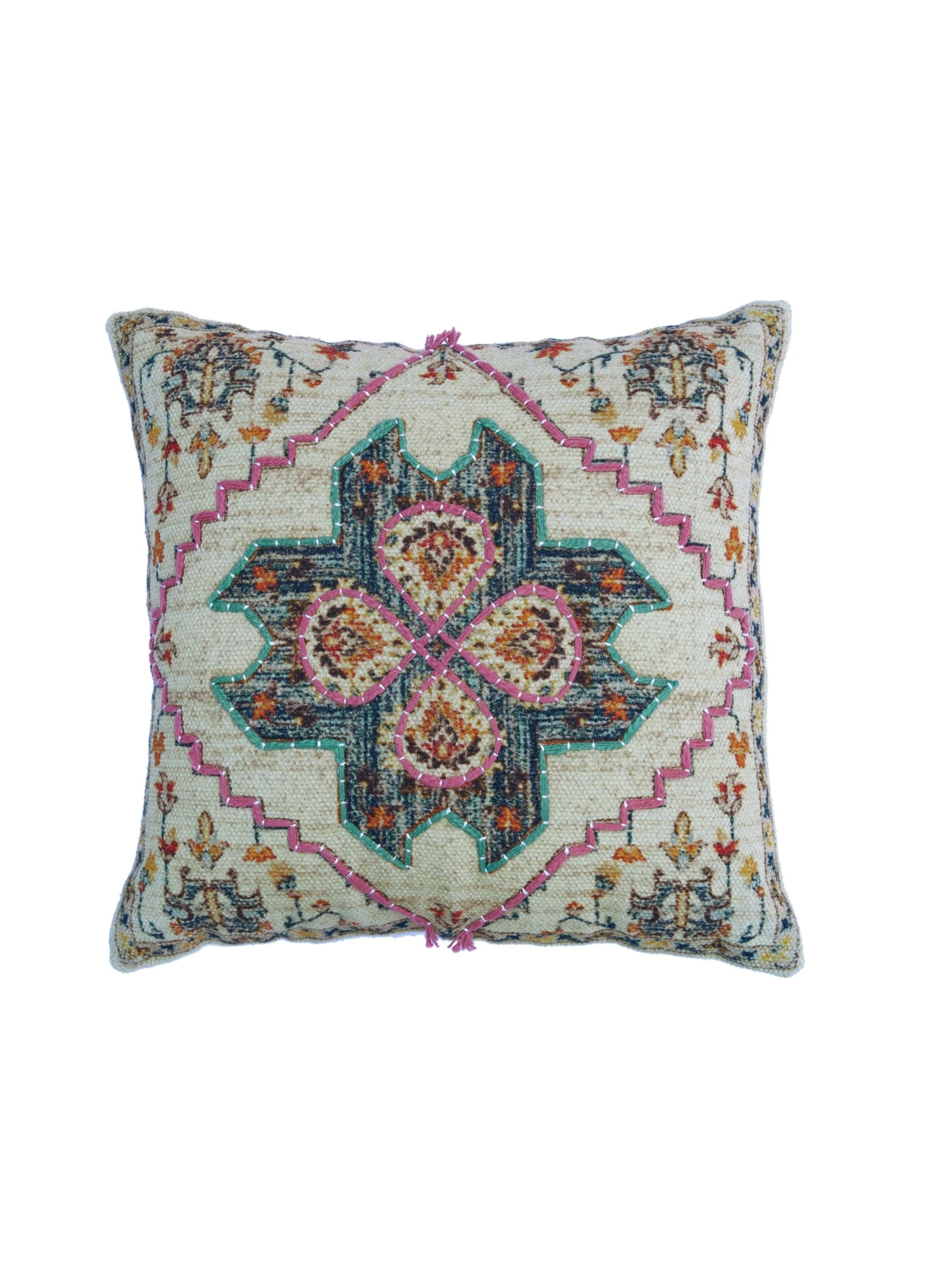 Cushion Cover - Stern Embroidered Cotton