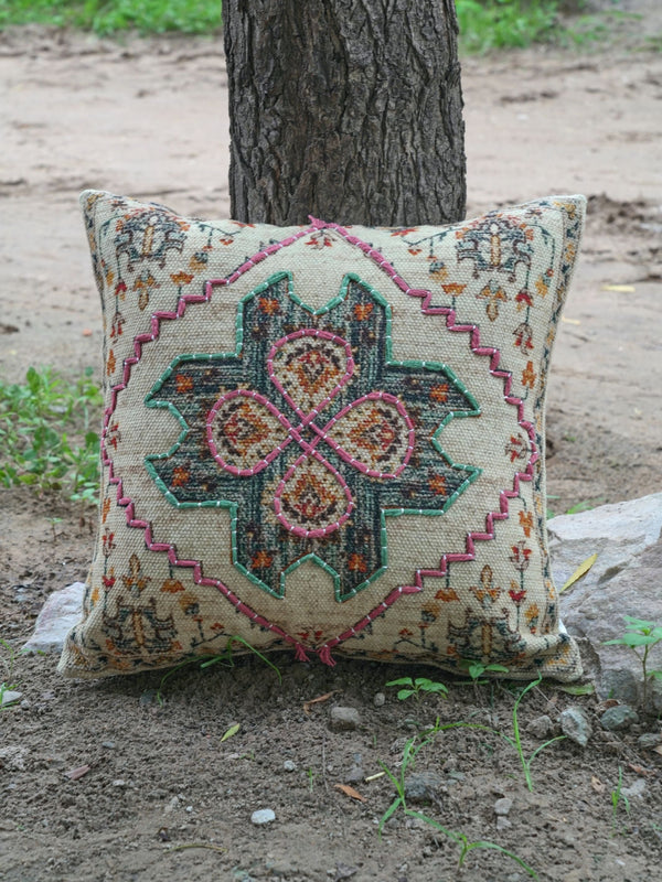 Cushion Cover - Stern Embroidered Cotton