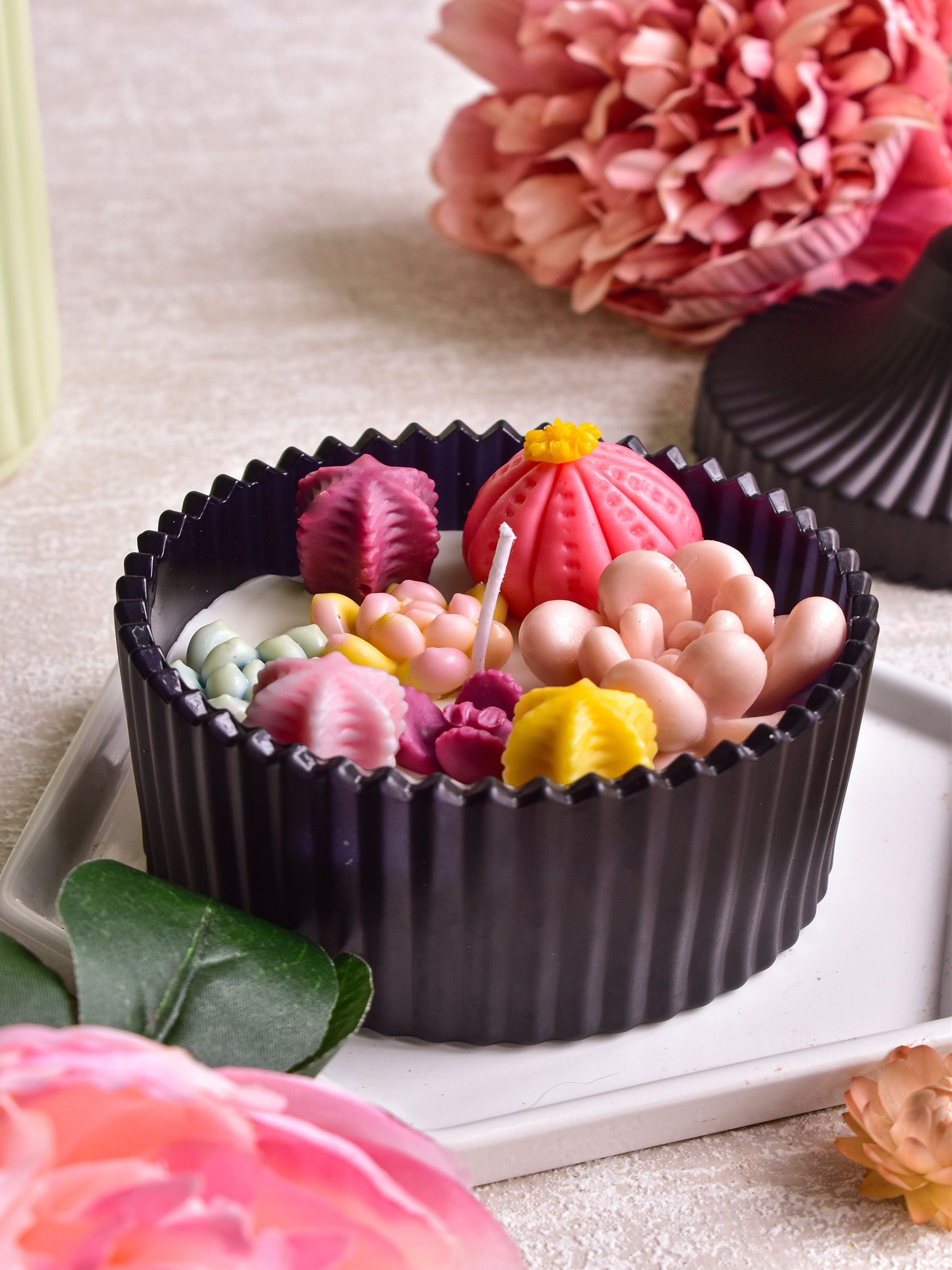 Cacti & Echeveria Black Jar Candle