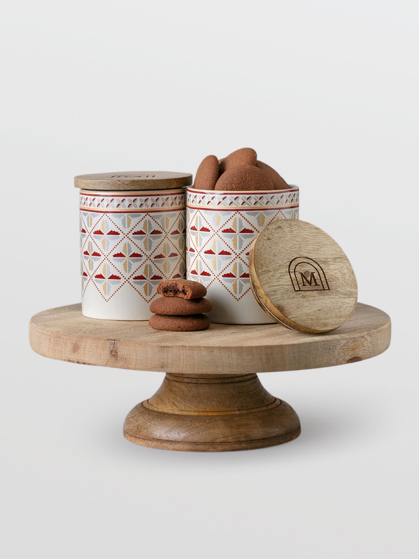 Ceramic Cookie Jar Set of 2 - Surajmukhi Burgundy