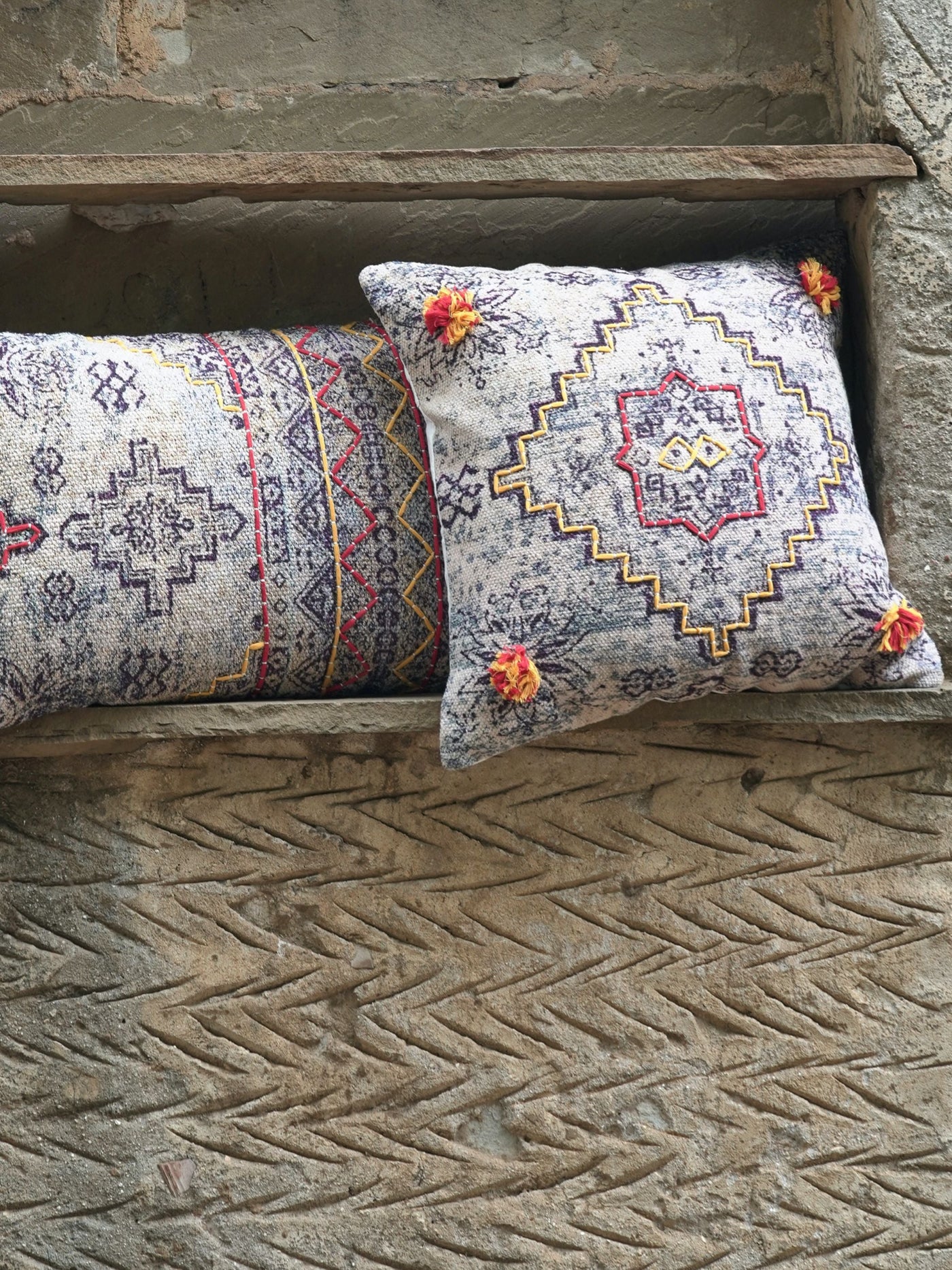 Tabriz Embroidered Cotton Cushion