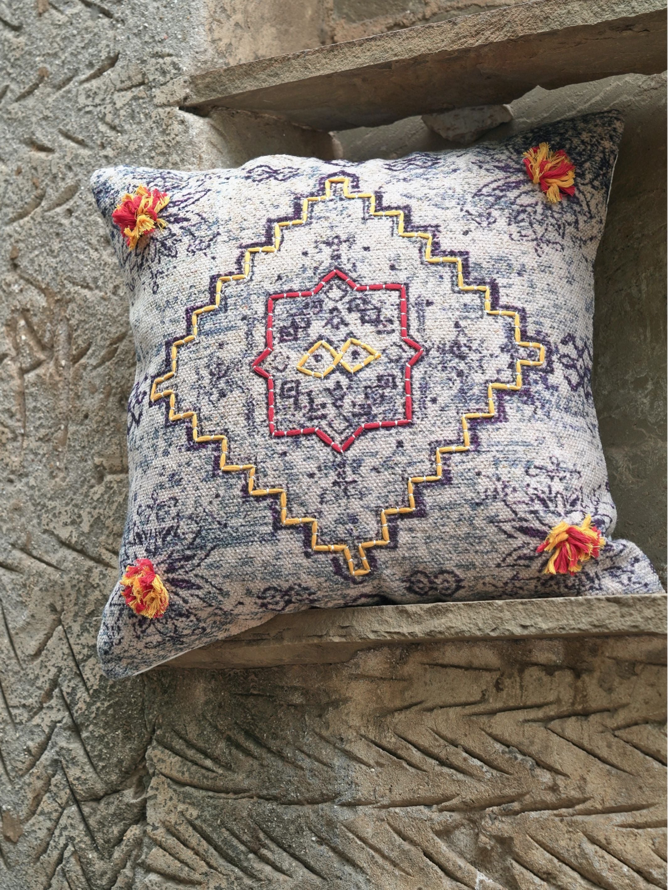 Cushion Cover - Tabriz Embroidered Cotton