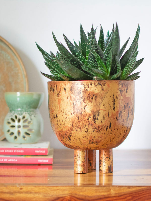Tesla Rustic Gold Planter