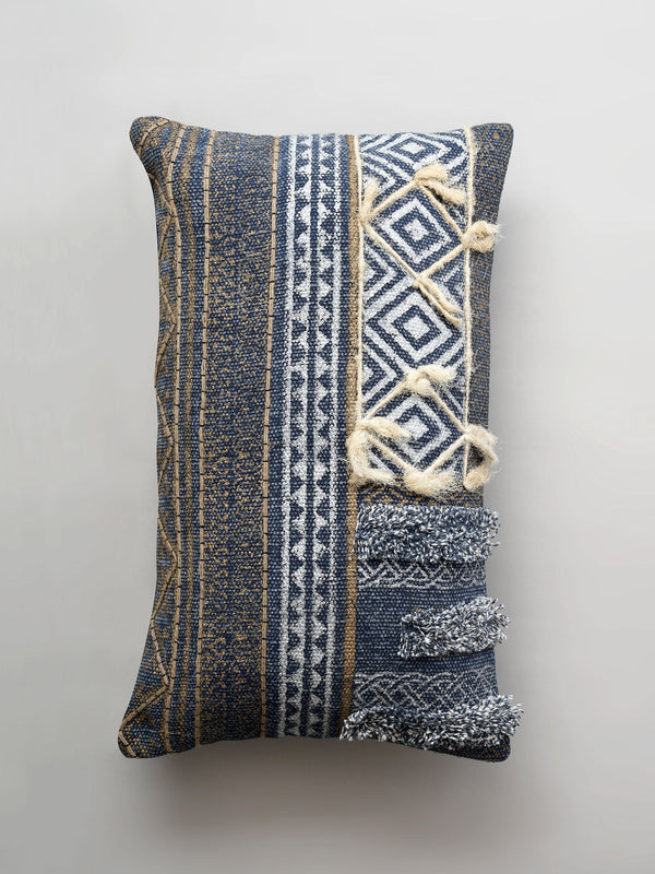Cushion Cover - Textured Indigo Tassel