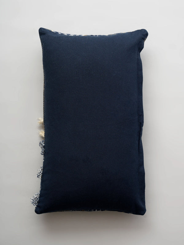 Cushion Cover - Textured Indigo Tassel