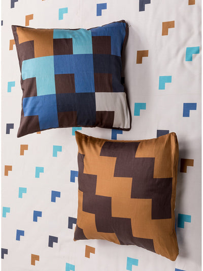 The Chaukona Cushion Covers In Blue & Brown
