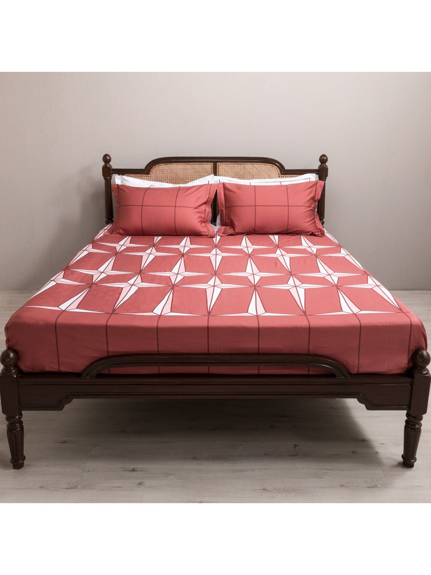 The Holy Azulejos Bedsheet In Burnt Rust