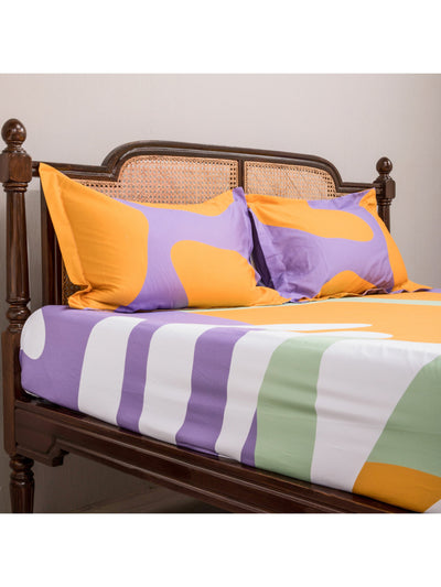 The Matisse Meets Memphis Bedsheet In Purple & Saffron Copy