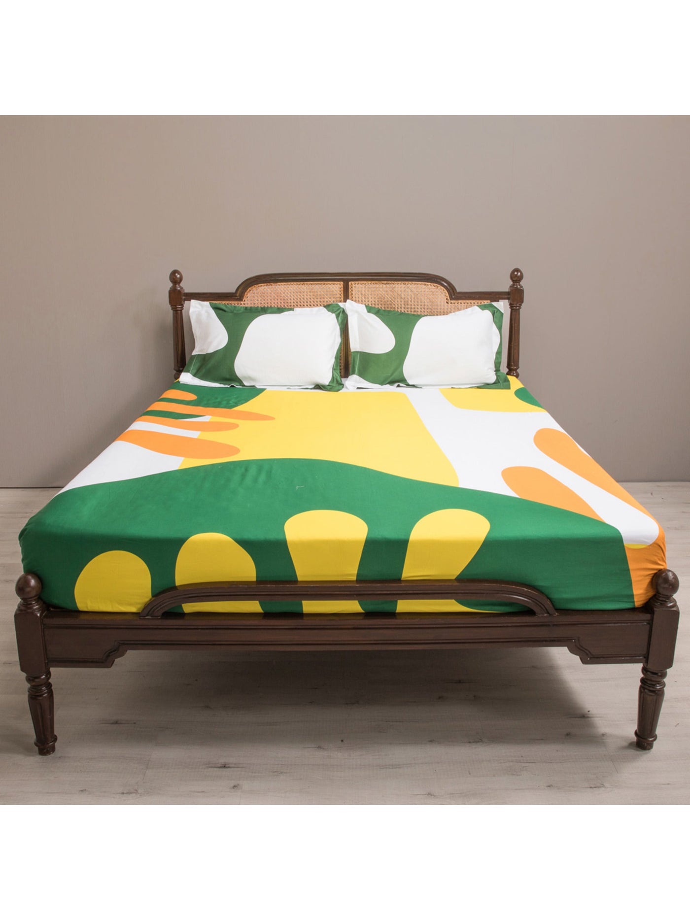 The Matisse Meets Memphis Bedsheet In Yellow & Green Copy