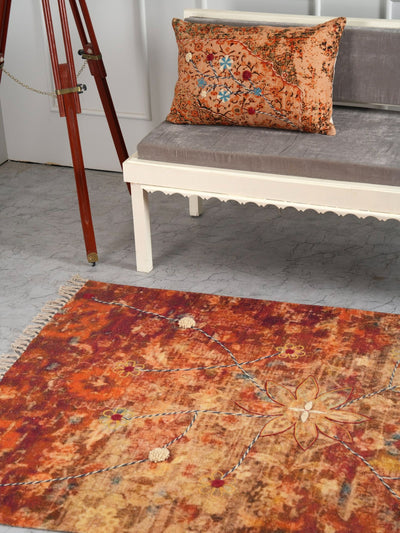 Tranquil Petal Embroidered Rug
