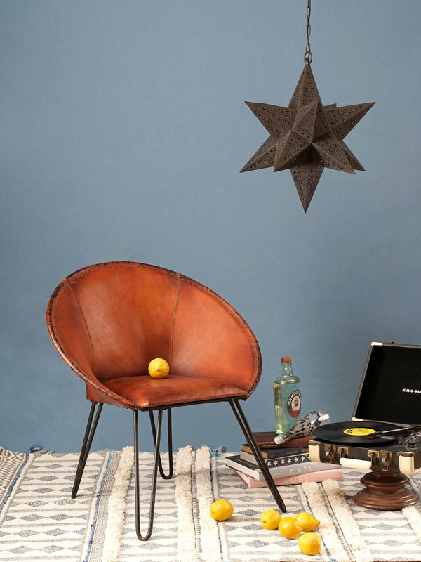 Tufted Leather Scooped Armchair
