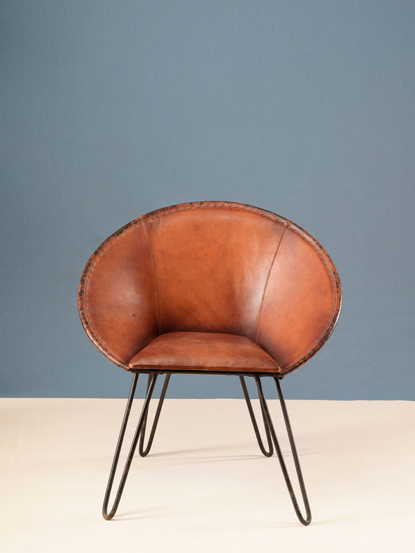Tufted Leather Scooped Armchair