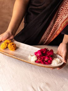 Mango Wood with Pearl Enamel Serving Platter