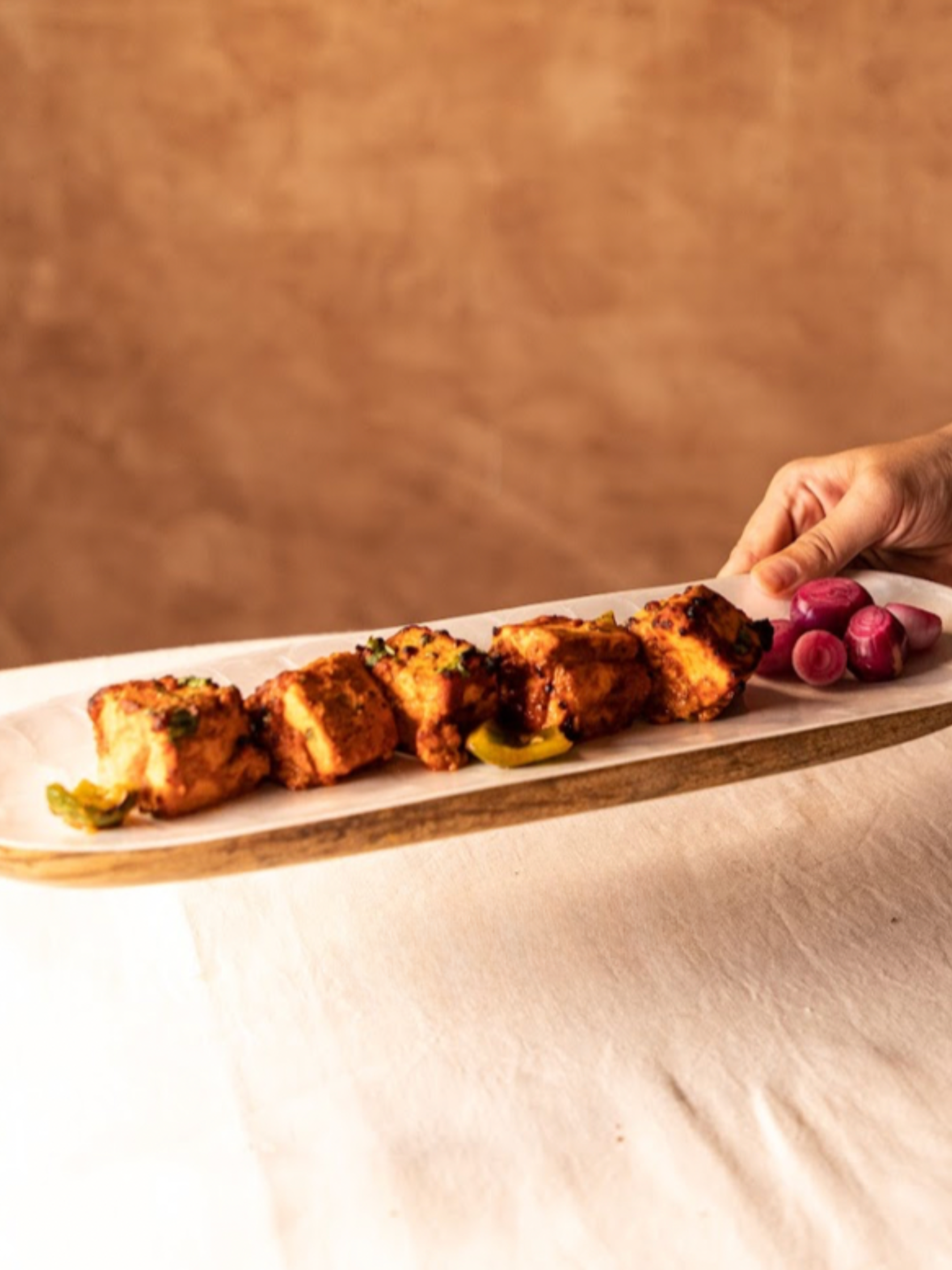 Mango Wood with Pearl Enamel Serving Platter
