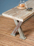 Vintage Hand Carved Wood Bench