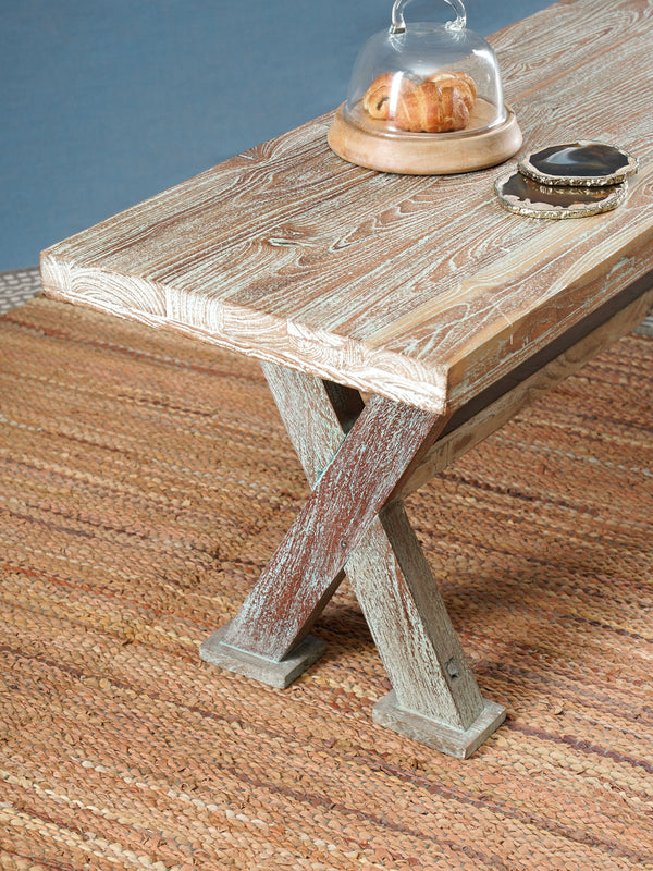 Vintage Hand Carved Wood Bench