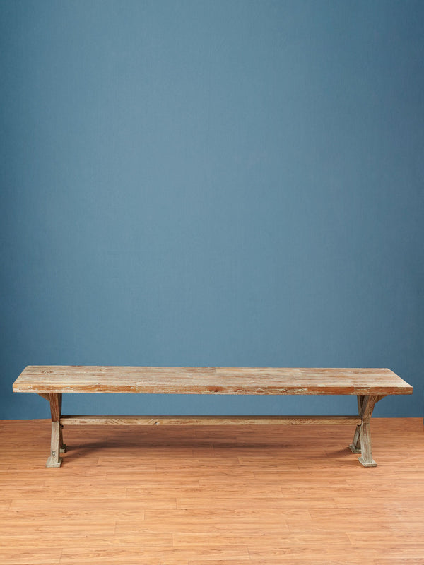 Vintage Hand Carved Wood Bench