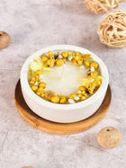 Concrete Jar Candle With Yellow Flowers