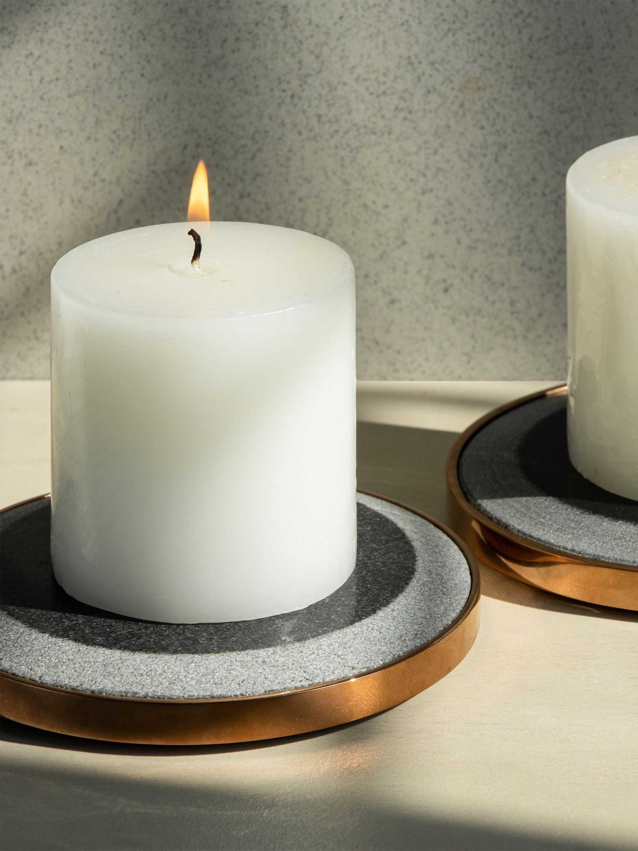Marble Yin Pillar Candle Plates