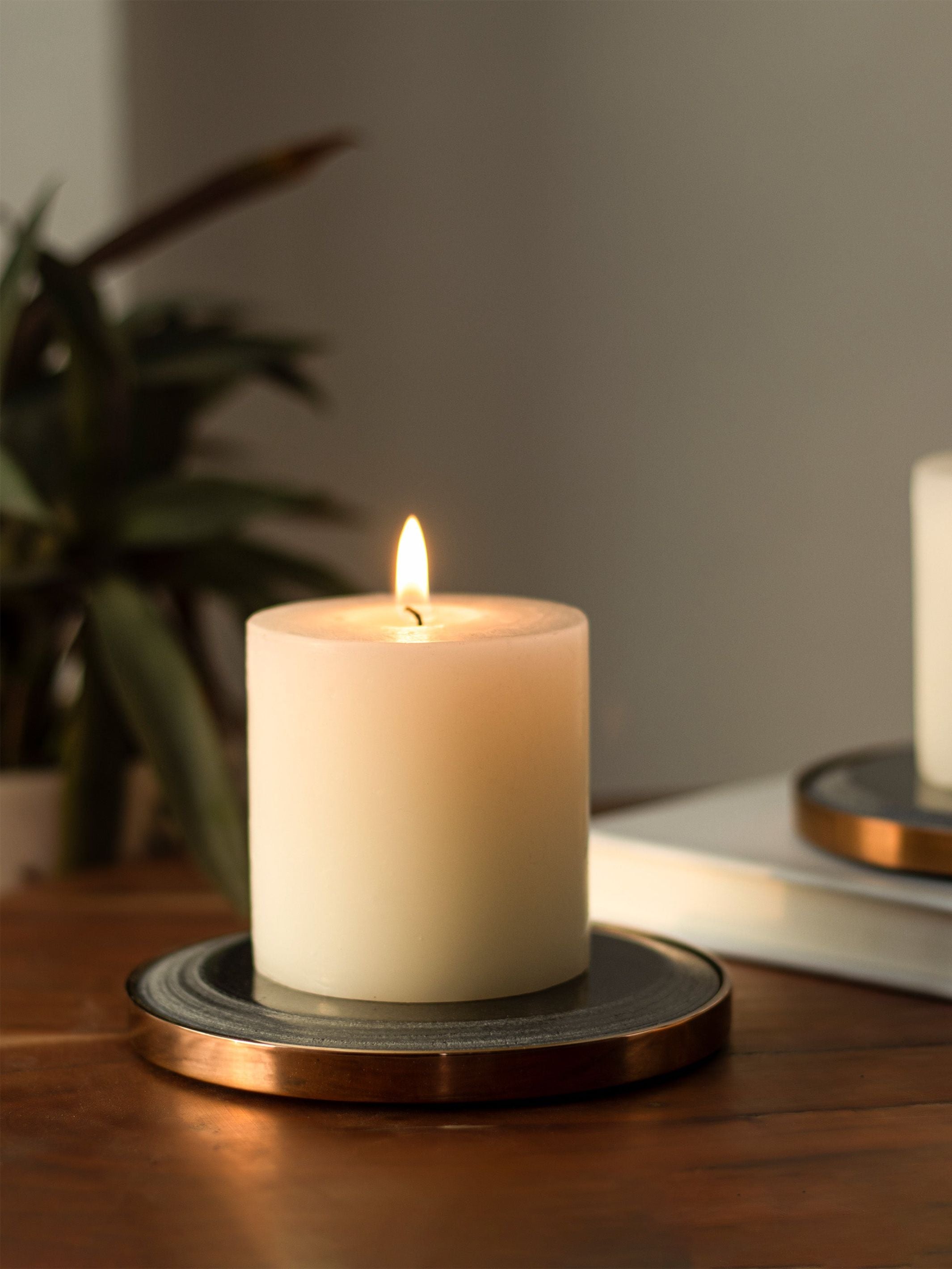 Marble Yin Pillar Candle Plates