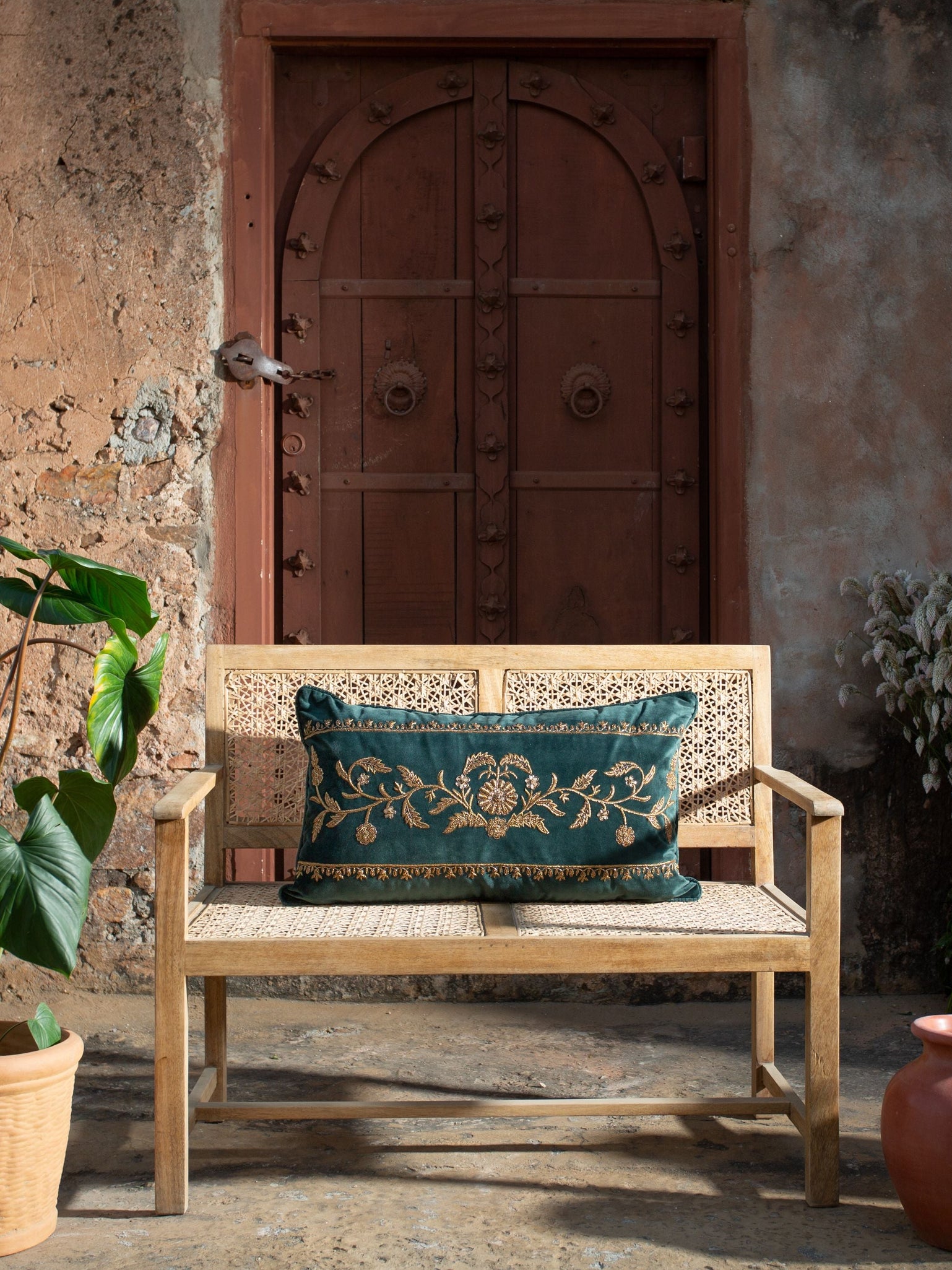 Cushion Cover - Ziya Forest Green Embroidered