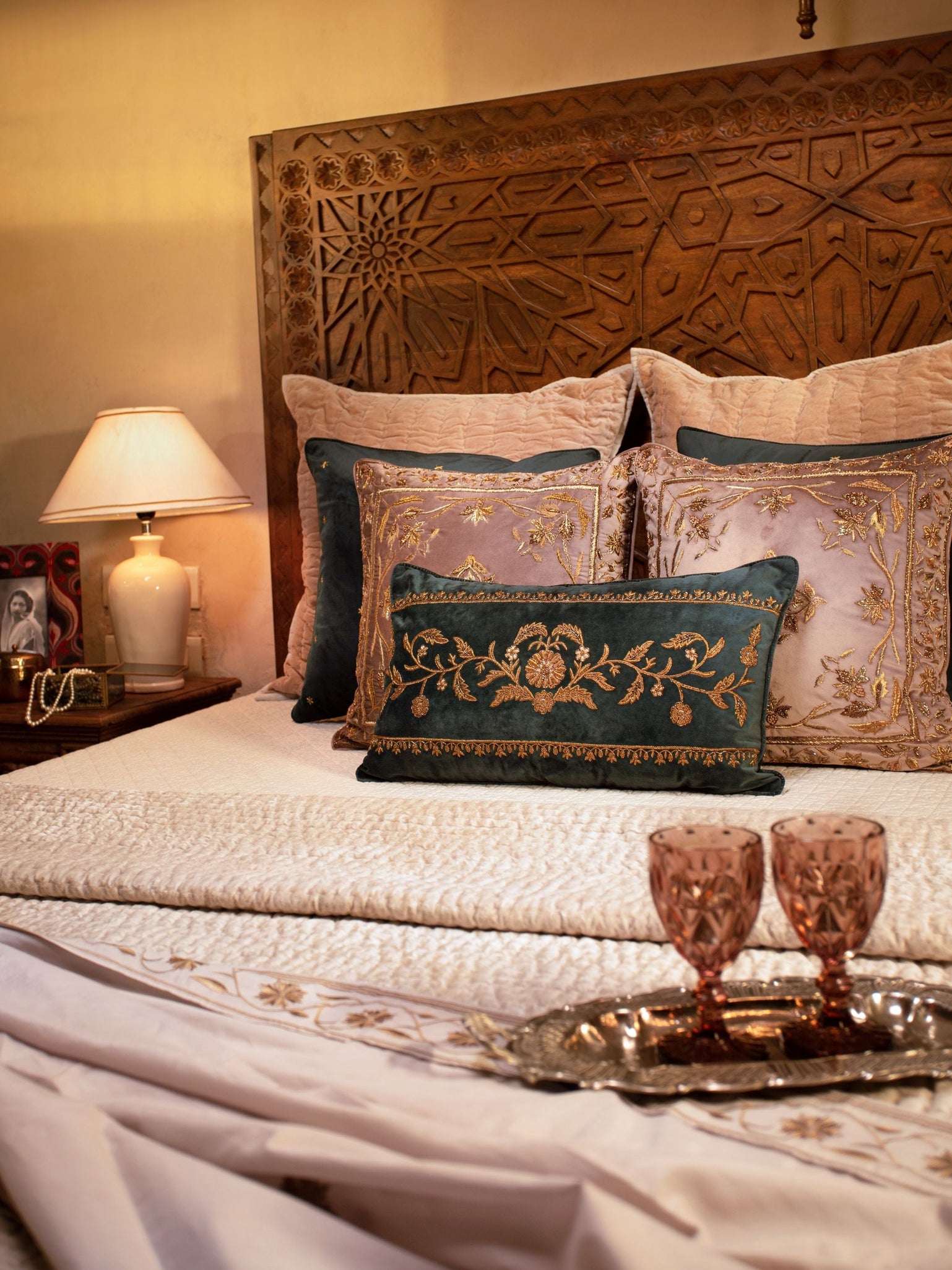 Cushion Cover - Ziya Forest Green Embroidered